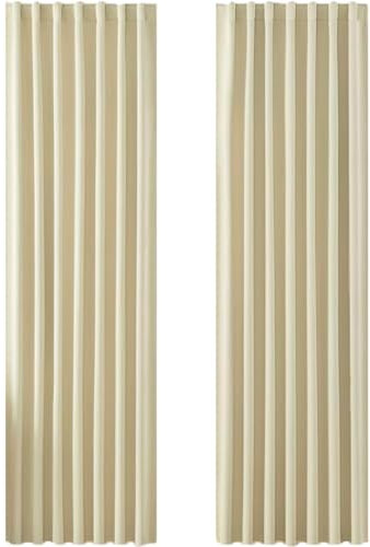 Joydeco Schlaufen Verdeckten Vorhänge 2er Set,H 260 x B 140 Beige Verdunkelung Blickdicht Lang Vorhang lärmschutz Stangendurchzug Gardinen Blackout Curtains Schlafzimmer Wohnzimmer