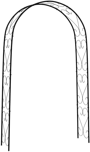 Outsunny Rosenbogen, Torbogen aus Stahl, Gartenbogen für Kletterpflanzen, 125 x 37 x 230 cm Rankhilfe, Gartendekoration, Schwarz