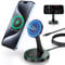 Mag-Safe Charger Stand Compatible,15W Fast Wireless Charger for iPhone 16/iPhone 15/14/13/12 Series Magnetic Wireless Charging Station with Controllable Sleep-Friendly Light for AirPods 3/Pro/Pro 2