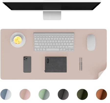 Phoraego Sous-main de bureau, tapis de bureau en cuir PU - Grand tapis de souris antidérapant - Tapis de bureau imperméable - Pour bureau et maison - Rose - 60 x 35 cm