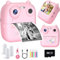 ydi Appareil Photo Instantané Enfant, 2.4 Écran Double HD1080P Appareil Photo Numérique Instantané Caméra Selfie pour Enfants avec Carte 32GB, Jouets Cadeaux pour Enfants de 3 à 12 Ans, Rose