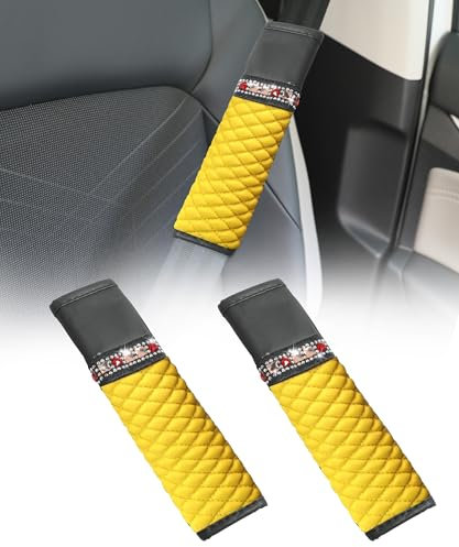Flaconi 2 Stück Sicherheitsgurtpolster,Sicherheitsgurtbezüge,Auto-Innenausstattung, Auto-Sicherheitsgurtpolster, Sicherheitsgurt-Schultergurtbezüge (Gelb)