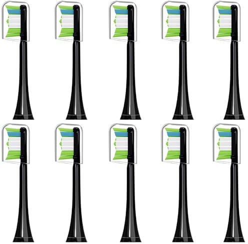 AYAITEE Ersatzbürsten Kompatibel mit Philips Sonicare 4500 4300 3100 5500 9000 W, Medium Bürstenköpfe für Präzise Reinigung, 10 Stück, Schwarz