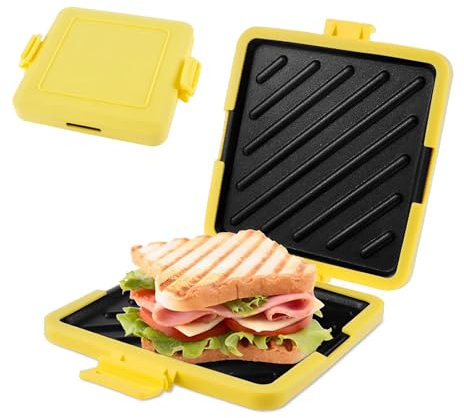 Microwave Toastie Maker, Microwave Toastie Sandwich Maker and Grill Wireless Silicone Microwaveable Cookware, Adjustable Toastie Maker Breakfast Sandwich Maker Non-Stick for Bread Sandwich (yellow)