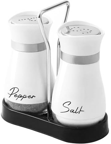 Juego de salero y pimentero, botellas pequeñas de vidrio y acero inoxidable, accesorios de cocina, recipiente para botellas de especias blanco para cocina, viajes, caravanas, barbacoas, rellenable
