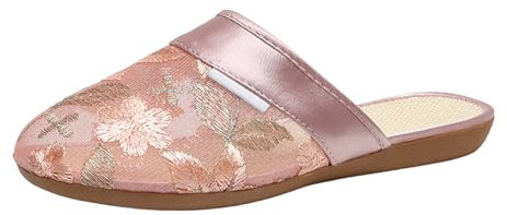 Generico Donna Pelle Flip Flop Donna Rosa Infradito Donna Pantofole a Fondo Piatto con Ricamo a Fiori in Rete Traspirante da Donna Donna Leopardate Sandali Donna Oro con Pelo (Pink, 40)