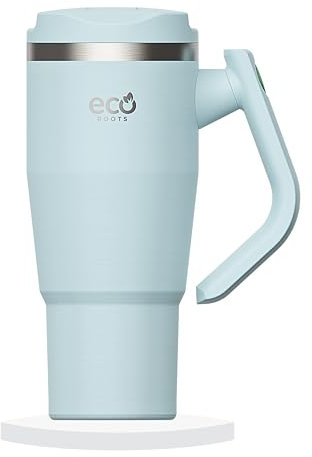 ECOROOTS Rocket – Bouteille Isotherme Sport 940 ml – Gourde en Acier Inoxydable – Eau Glacée +24h – Thermos avec Anse Rotative et Paille – Sans BPA – Athleisure – Compatible Lave-Vaisselle (BLEU AQUA)