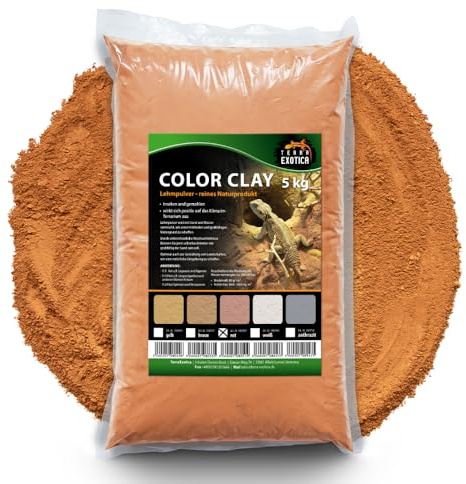 Terra Exotica Lehmpulver 5 kg - verschiende Farben zur Auswahl – Natürlicher Bodengrund für Terrarien | Ideal für Reptilien, Amphibien, Insekten, grabende Tiere | Naturlehm (Canyonrot, 5 Kg)