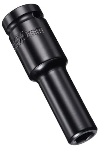 MACHSWON 1/2 Inch Drive - 9mm Deep Impact Socket with 6 Point Design, Heat-Treated Cr-V Steel 78mm Length, Metric Sizes