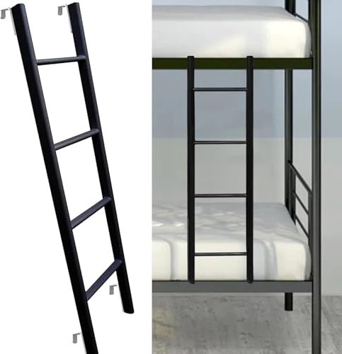 MKLSRWOING Hook on Bunk Bed Ladder 4/5 Step Camper RV Bunk Ladder | Universal Interior Twin Bunk Ladders for Dorm Camper Loft, Metal Bed Replacement Ladders Side Climb Ladder, Black (Size : 1