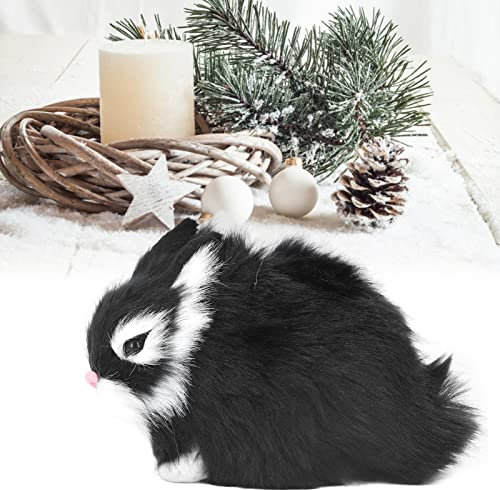 lvifloae Miniatur-Plüschkaninchen, Kunststoff-Plüschhase, lebensechtes Tier, Oster-Plüschhasen-Material, weich, bequem, langlebig, Kaninchen, Stoffpuppe für Tischdekoration (grau) (Schwarz)