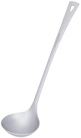 iBasingo Cucharón de sopa de titanio de mango largo, cuchara de servir de metal, utensilios de cocina ligeros y duraderos para cocinar salsas de salsa Ti1062T