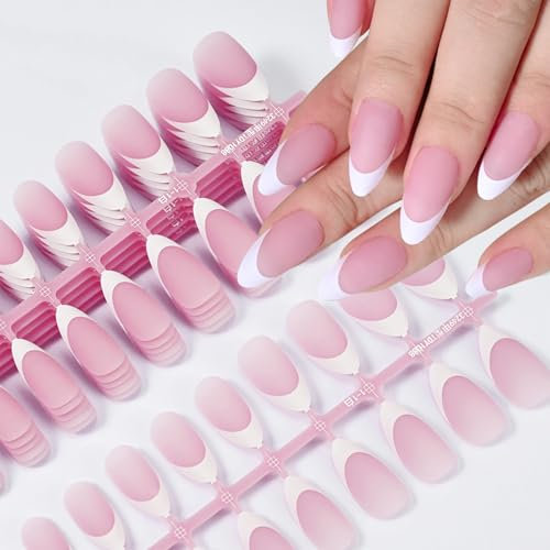 Calkkrer Pack of 150 Nail Tips, Full Cover, Matte Nail Tips, White French Press On Nails, Nail Extension Nails for Gluing, Nail Tips Set for Nails (Pastel Purple)
