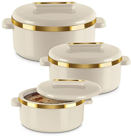 MILTON Lot de 3 cocottes isothermes avec couvercle 2,1/1,5/1 pinte – Bol de service thermique pour soupe/salade – Récipient à aliments chauds en acier inoxydable – Meilleur cadeau pour les mamans
