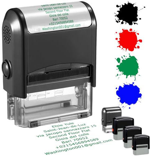 Personalisierter Stempel Selbstfärbende, Personalisiert Firmenstempel mit text, Adressstempel, Namensstempel oder Familienstempel, stempel selbst gestalten, 75 x 38 mm, max. 8 Zeilen