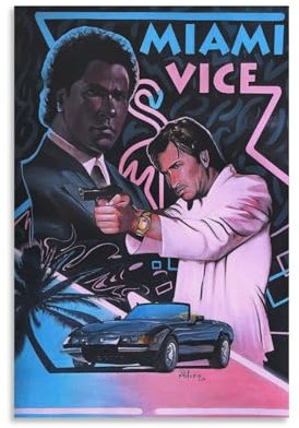 BNCVJFI Miami Vice Leinwand-Poster, Schlafzimmerdekoration, Landschaft, Büro, Raumdekoration, Geschenk, 50 x 75 cm