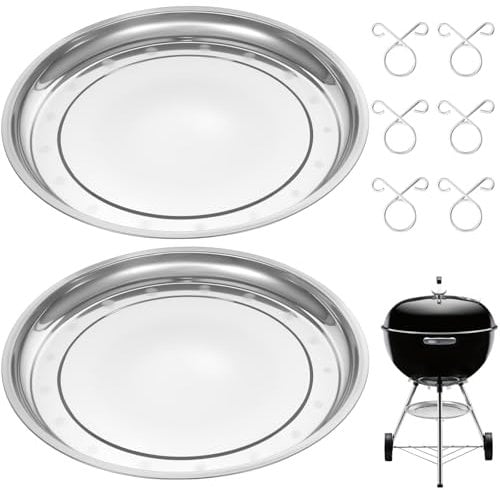 HFYZZ 2 Pcs 13-1/2 Diameter Charcoal Grill Ash Catcher Pan Compatible with Weber 22 Kettle Grill, Ash Pan for Grill Replacement Parts