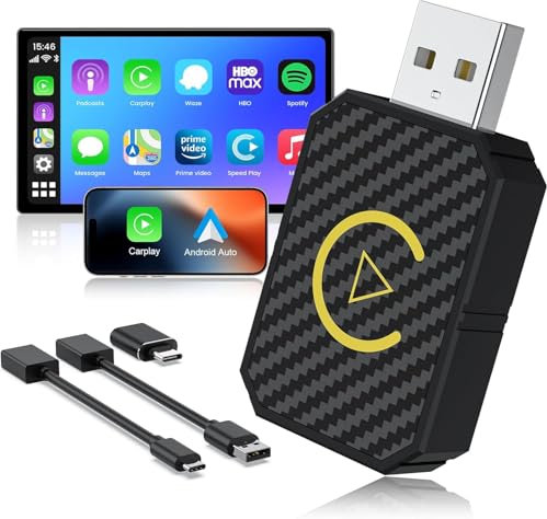 Mini Adaptateur CarPlay sans Fil et Android Auto sans Fil pour iPhone/Android, Dongle Plug and Play convertissant câblé en sans Fil pour Les Voitures 2016+