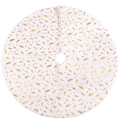 Tapete decorativo de felpa para árbol de Navidad, color blanco, dorado para el suelo, año nuevo, Navidad, fiesta, decoración festiva