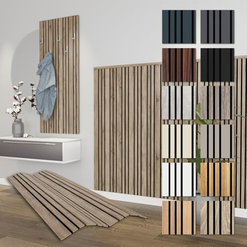 HEXIM Akustikpaneele 8 Stück 138,5x60cm Holz Mila - flexible Holzpaneele Platten Wandpaneele Wanddeko Wand Kombipaneel Wandverkleidung Schalldämmung Akustikfilz braun (6.64m² Sonoma Oak)