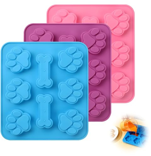 Stampi In Silicone Con Zampa Di Cane, 3 Pezzi Stampi In Silicone A Antiadesivi, per Cioccolato, Caramelle, Gelatina, Ghiaccio, Leccornie per Cani, Alimentari di Alta Qualità