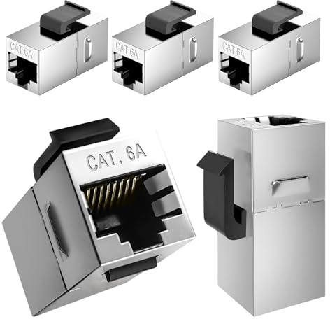 5 Stück Cat 6A Keystone RJ45 Modul Buchse Werkzeuglos, 10Gbps AWG 22-26 Cat 6A Kupplung Buchse, Netzwerkkabel Verbinder RJ45 Buchse zu Buchse, für Patchpanel Wandplatten Ethernet, 500MHz EMI/RFI Schut