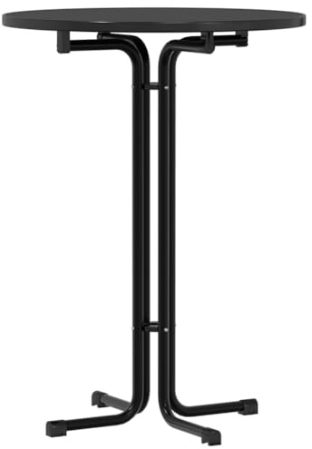 Kaorsrow Klappbarer Bartisch Schwarz 80 cm Rund aus Holzwerkstoff und Stahl Modernes Design Robuste Langlebigkeit platzsparend für Küche Balkon Esszimmer