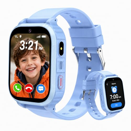 pmstuy Smartwatch Bambini 4G con GPS e Videochiamata HD, Modalità Scuola | Orologio Telefono con Chat vocale, Sveglia, Giochi, Fotocamera, Impermeabile IP68, Zone Sicure.Regalo per Bambino Bambina
