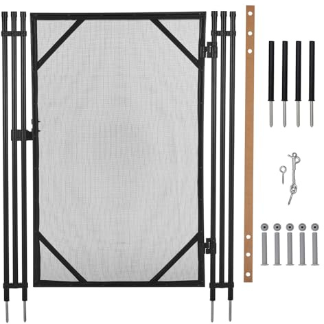 Garvee Puerta de Seguridad para Valla de Piscina Desmontable, Panel de Fibra Compuesta 320GSM Antidesgarro con Cierre de Seguridad, Acceso Modular Compatible con Barreras, Instalación DIY, Negro