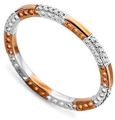 Miore Damen-Ring Memoire 9 Karat (375) Weiß-/Rotgold mit 0.09ct Brillanten Gr.54 MP9071RO