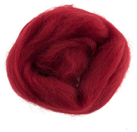 Trimits Natural Felting Roving Wool, Dark Red, 10 g
