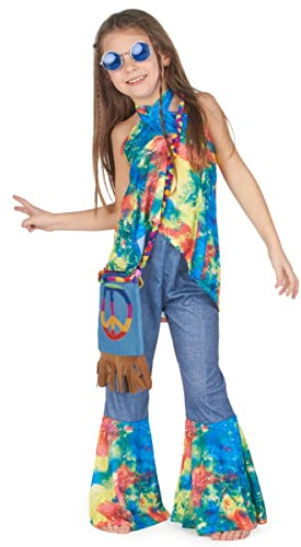 Jadeo - Déguisement Hippie fille 10/12 ans - Multicolore