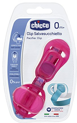 Chicco Clip Salvasucchietto, Portaciuccio, 0m+, Rosa, 459.9 cubic_centimeters, 15 grams, 1 unità, 1