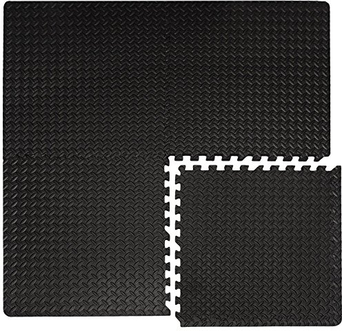 EYEPOWER 1.5qm Profi Fitnessmatte Dicke 2cm - 4er Set 63x63cm Trainingsmatte - Bodenschutzmatte für Fitnessgeräte - Gewichte Hantel Kraftstation Laufband Rudergerät Fahrrad Ergometer Crosstrainer