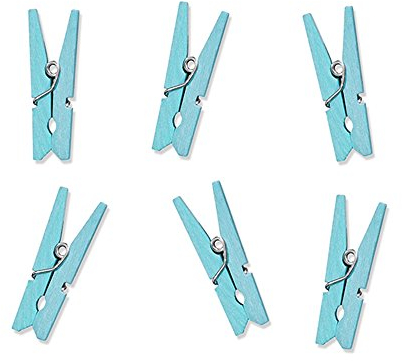 PartyDeco KLD-011J-KARTON - Set 20 Mini Mollette Decorative per Regali Battesimo, Azzurro