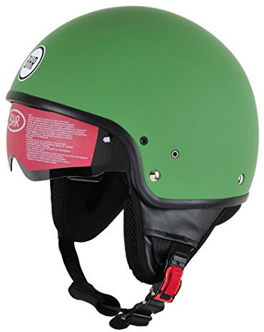 BHR Motorrad Helm 802 Demi-Typ mit Visier Versenkbare,matt grün, XL (59 cm)