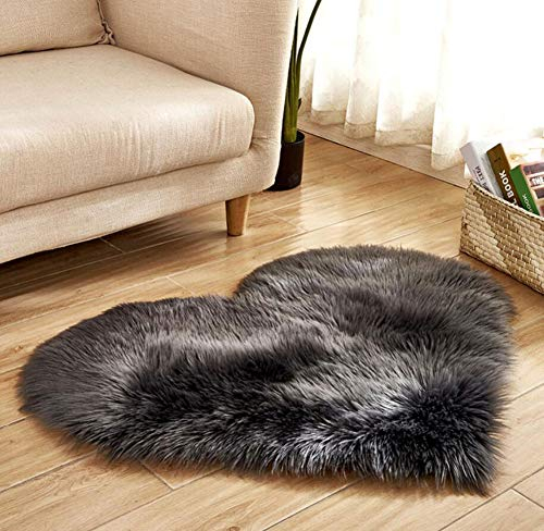 Pepela Pepela Tapis en fausse fourrure de mouton en forme de cœur pour salon chambre 29