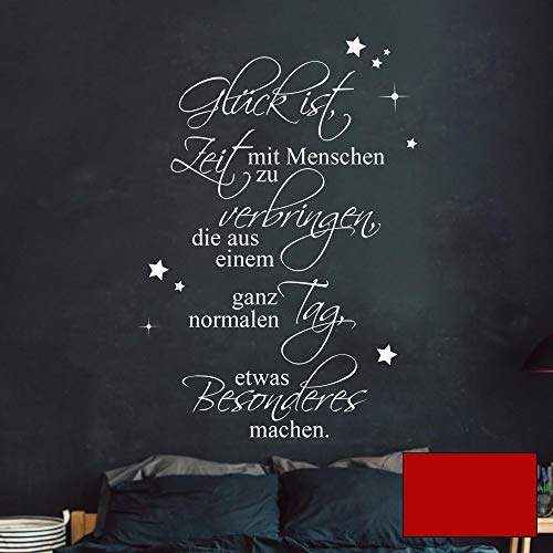 Wandtattoo Familie Aufkleber Zitat Spruch Glück ist Zeit verbringen mit Sterne Wanddeko Wandgestaltung M2449 - ausgewählte Farbe: *kirschrot* ausgewählte Größe: *XXL - 140cm hoch x 93cm breit*