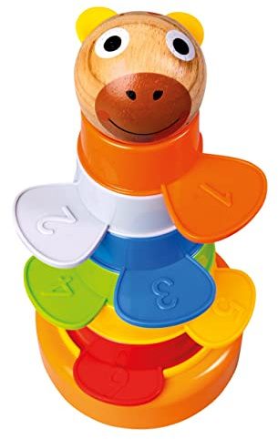 Bino Turm mit Sandformen, Kinder Sandspielzeug (Stapelturm 8-teilig, Sandspielzeug ab 10 Monaten, weckt die kindliche Neugier und fördert die Motorik, Größe ca. 10,5x24x10,5 cm), Mehrfarbig