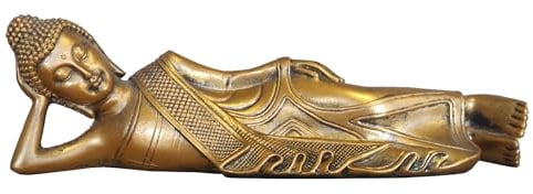 Liegende Buddha-Statue - Zen und Feng Shui Dekoration - Glücksbringer Objekt - Zen Geschenkidee - Büro, Schlafzimmer, Wohnzimmer ... Dekoration - Länge: 22cm - Goldene Farbe - Zen'Light