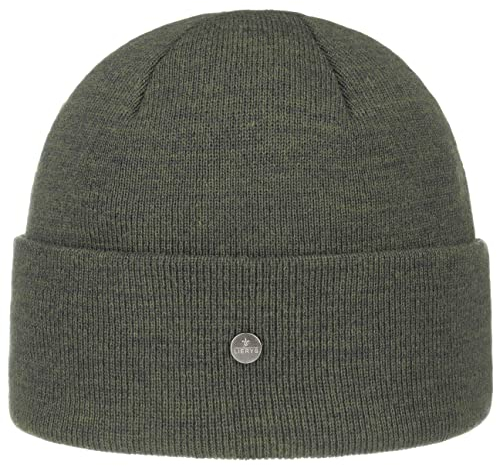 LIERYS Merino Feinstrick Dockermütze Damen Herren Strickmütze Merinowolle Wintermütze Made in Germany Herbst Winter grün One Size