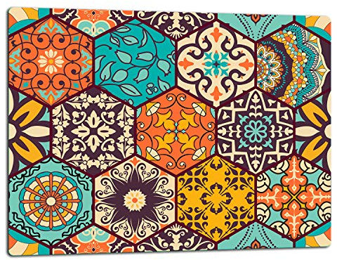 TMK ArtDeko – Schneidebrett Glas – Glasschneidebrett für die Küche 52x40 cm – Robust, Hygienisch & Rutschfest – Glas Schneidebrett – Zusätzliche Arbeitsfläche – Vielseitige Nutzung