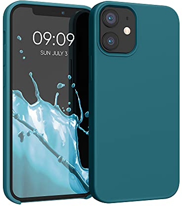 kwmobile Carcasa Compatible con Apple iPhone 12 Mini Funda - Case TPU y Silicona antigolpes - Apto Carga inalámbrica - petróleo Mate