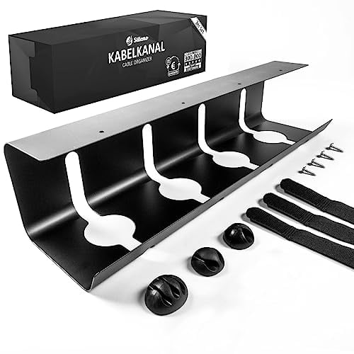 Stilemo® Kabelkanal Schreibtisch - Kabelmanagement Schreibtisch Organizer Kabeldurchführung - Cable Management Kabelhalter Kabelwanne Tisch - 43x12x10CM - Kabelkorb Schwarz