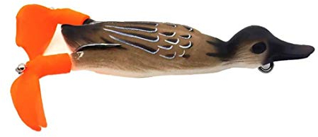 Fischköder, Angelköder Propeller Flipper Ente Bait 3D Wobbler Augen Topwater Schwimmen lockt Weiche für das Fischen Schwarz Grau