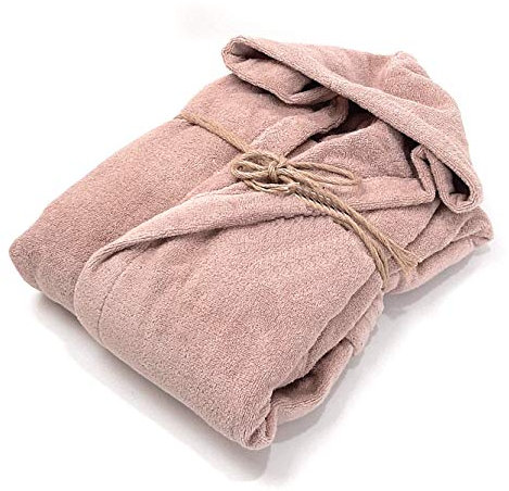 FAZZINI Accappatoio Uomo/Donna MicroCotone con cappuccio COCCOLA col. 240 ROSA BOHO (Taglia M)