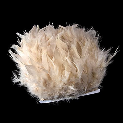 LIUXIN 2 Meter Beige Trim Flauschige Truthahnfedern Fransen Hochzeit Kleid Dekoration 15-20cm Juju Hut Dekor Plumes