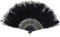 Mwoot Embroidered Flower Marabou Feather Fan, 1920s Vintage Style Folding Handheld Feather Fan, Flapper Hand Fan for Costume Halloween Dancing Wedding Party Prom Tea Party - Black