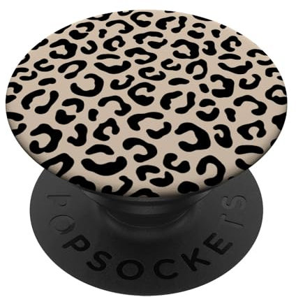 Leopardenmuster, Sandy Beige / Schwarz PopSockets Klebender PopGrip
