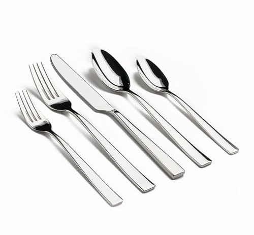 Henley 60 Piece Stainless Steel Cutlery Set, 18/10 Rust-Resistant Flatware with Mirror Finish, Dishwasher Safe (Polished Finish, 60 Piece Set)